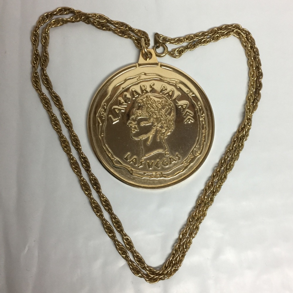 Caesars Palace Gold Plated Medallion Necklace